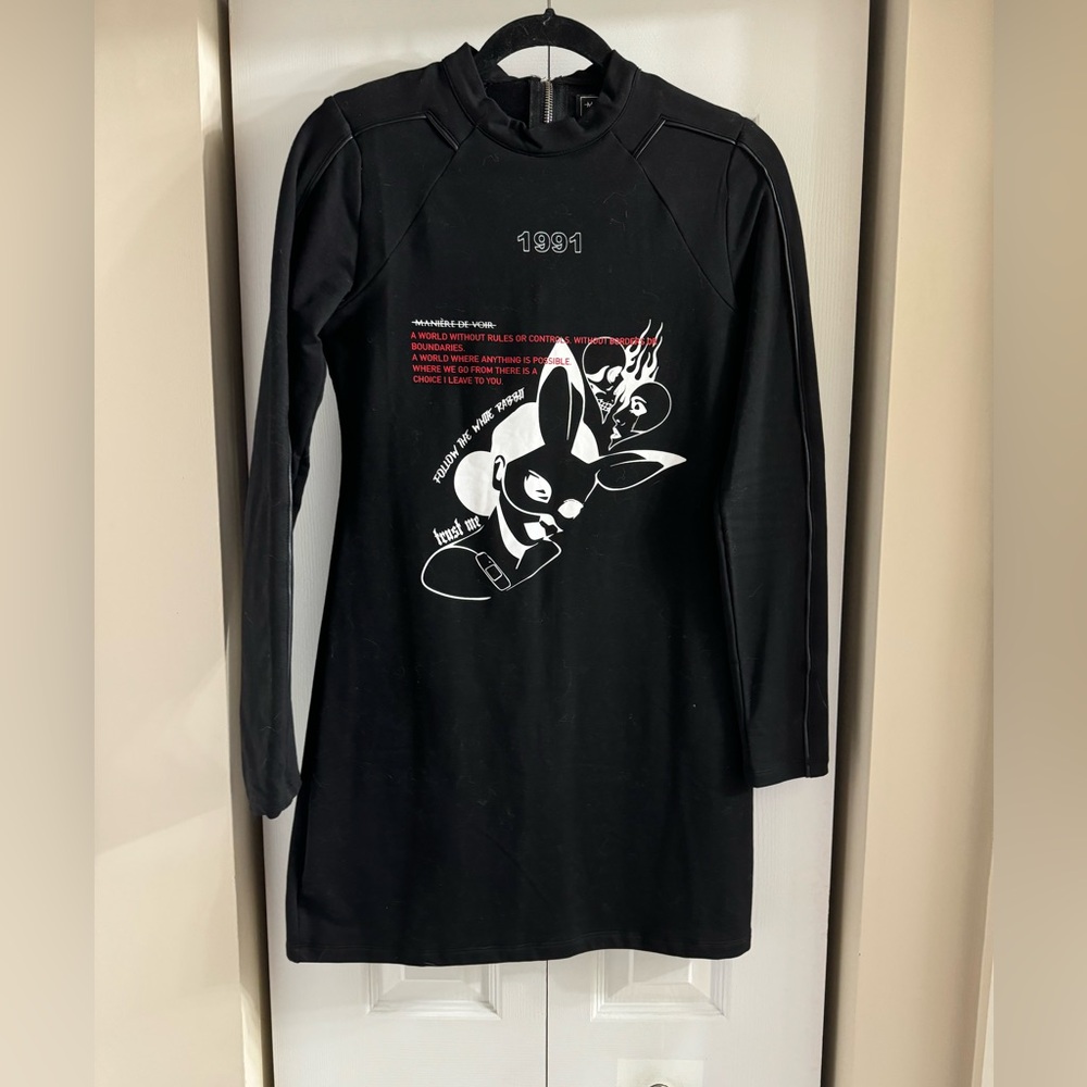 Maniere De Voir Black Graphic Dress